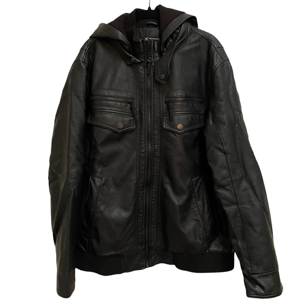 I.N.C. International Concepts Black Faux Jacket with hood